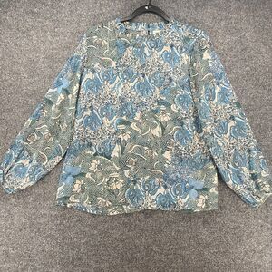 World Market Top Womens M Floral Mock Neck Popover Prairie Boho Cottagecore